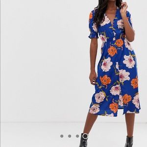 Influence Tall blue floral midi dress, size 6